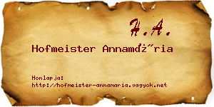 Hofmeister Annamária névjegykártya
